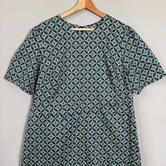 Boden Geometric Pattern Shift Mini Dress Womens 16/18R Green Short Sleeve Preppy - Picture 6 of 14